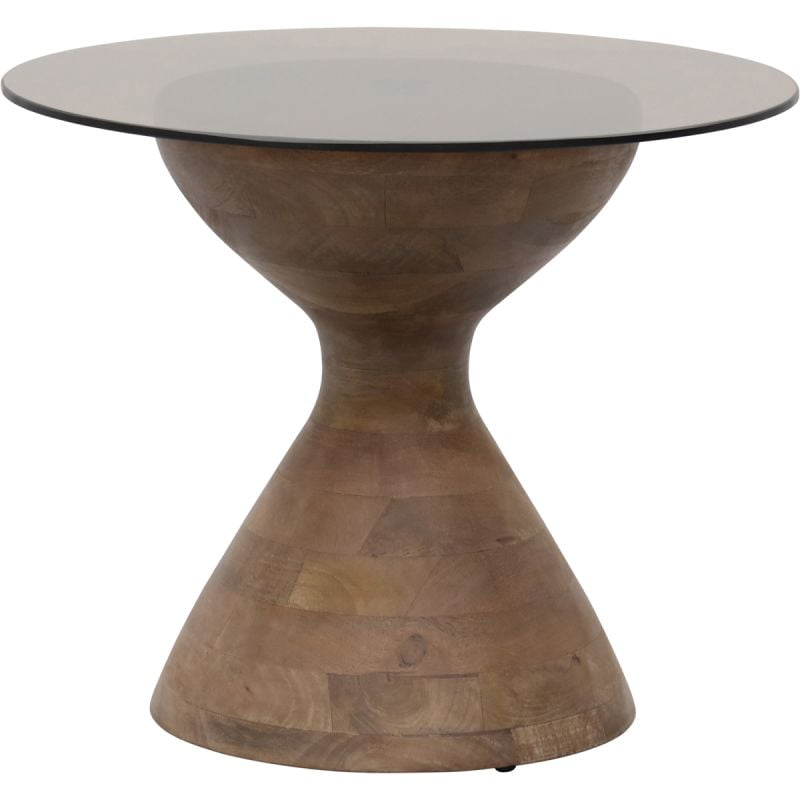 Yves bijzettafel Ø57, H47, Brown Walnut, Smoke glass - Couture Collection