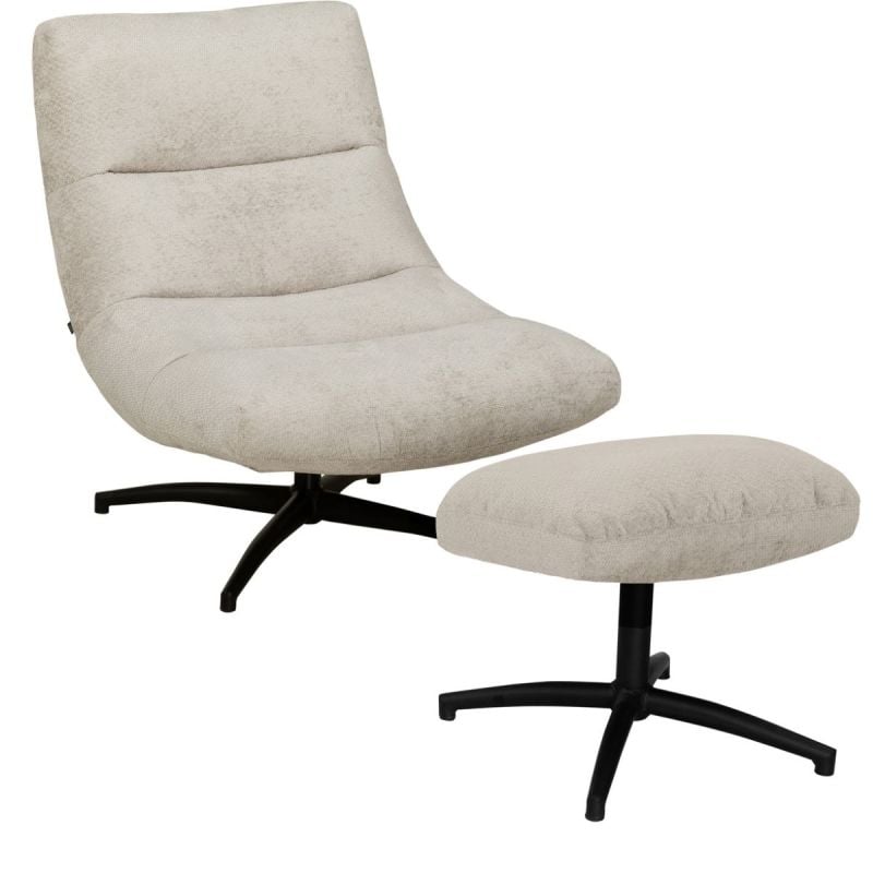 Fauteuil Fons Naturel met hocker