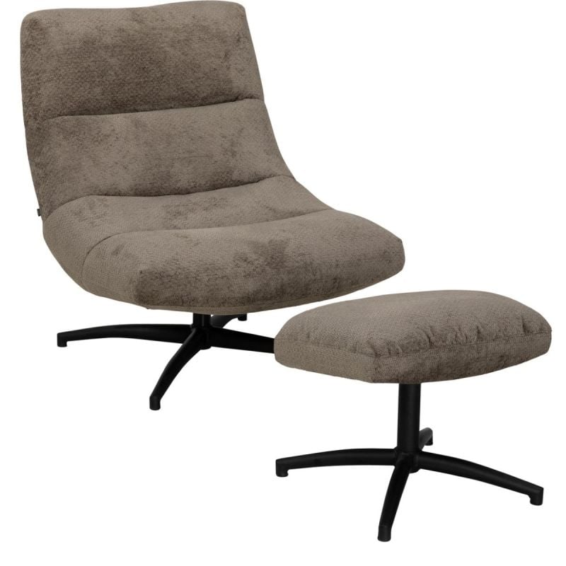 Fauteuil Fons Taupe met hocker